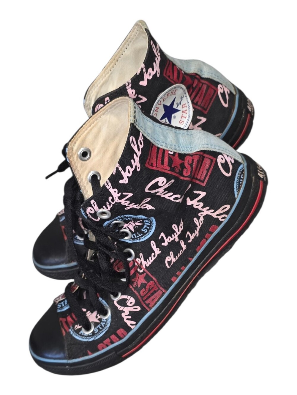 Rare Converse CT All-Star Multi Logo Hi Black Unisex Shoes Womens 9